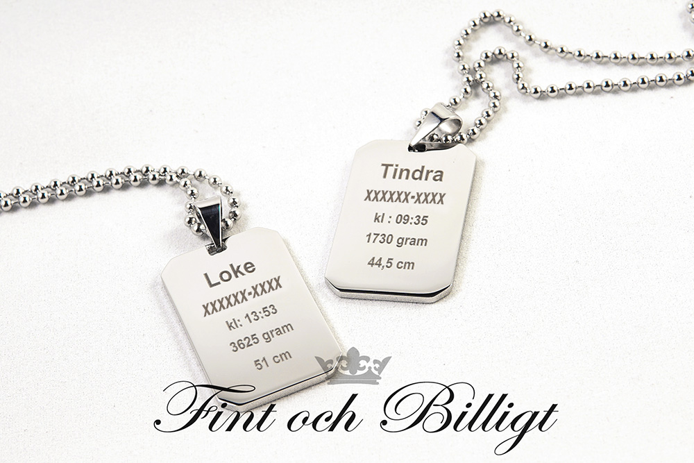 Necklace Modern Square- ID-Tag DogTag  - 5
