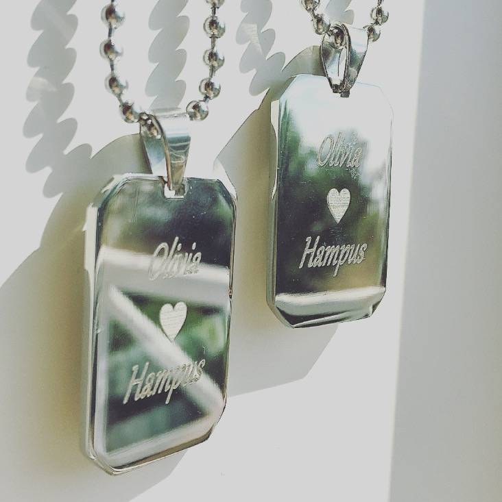 Necklace Modern Square- ID-Tag DogTag  - 6