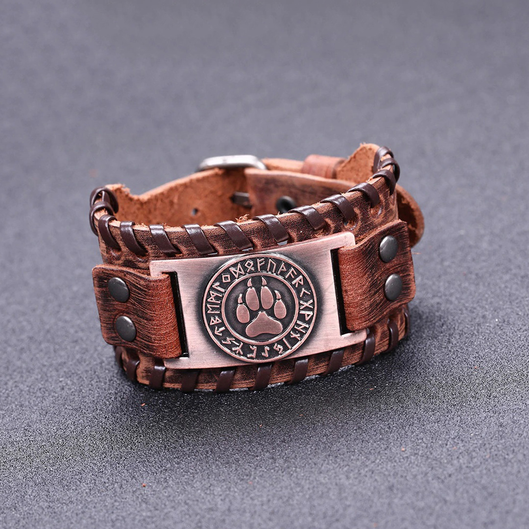 Bracelet - Berserker Wolf Paw Viking Rune - Wolf Paw Futhark - 4