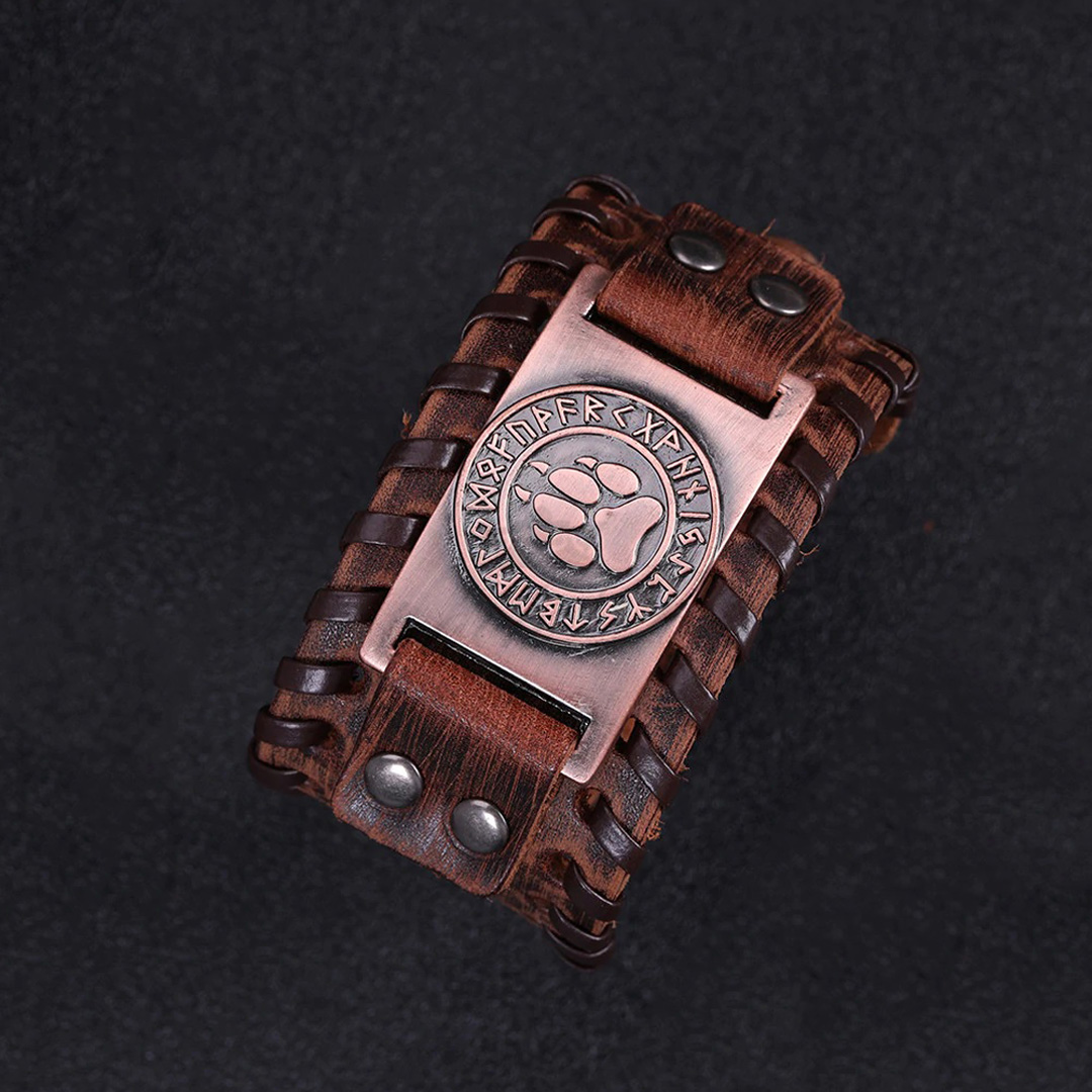 Bracelet - Berserker Wolf Paw Viking Rune - Wolf Paw Futhark - 3