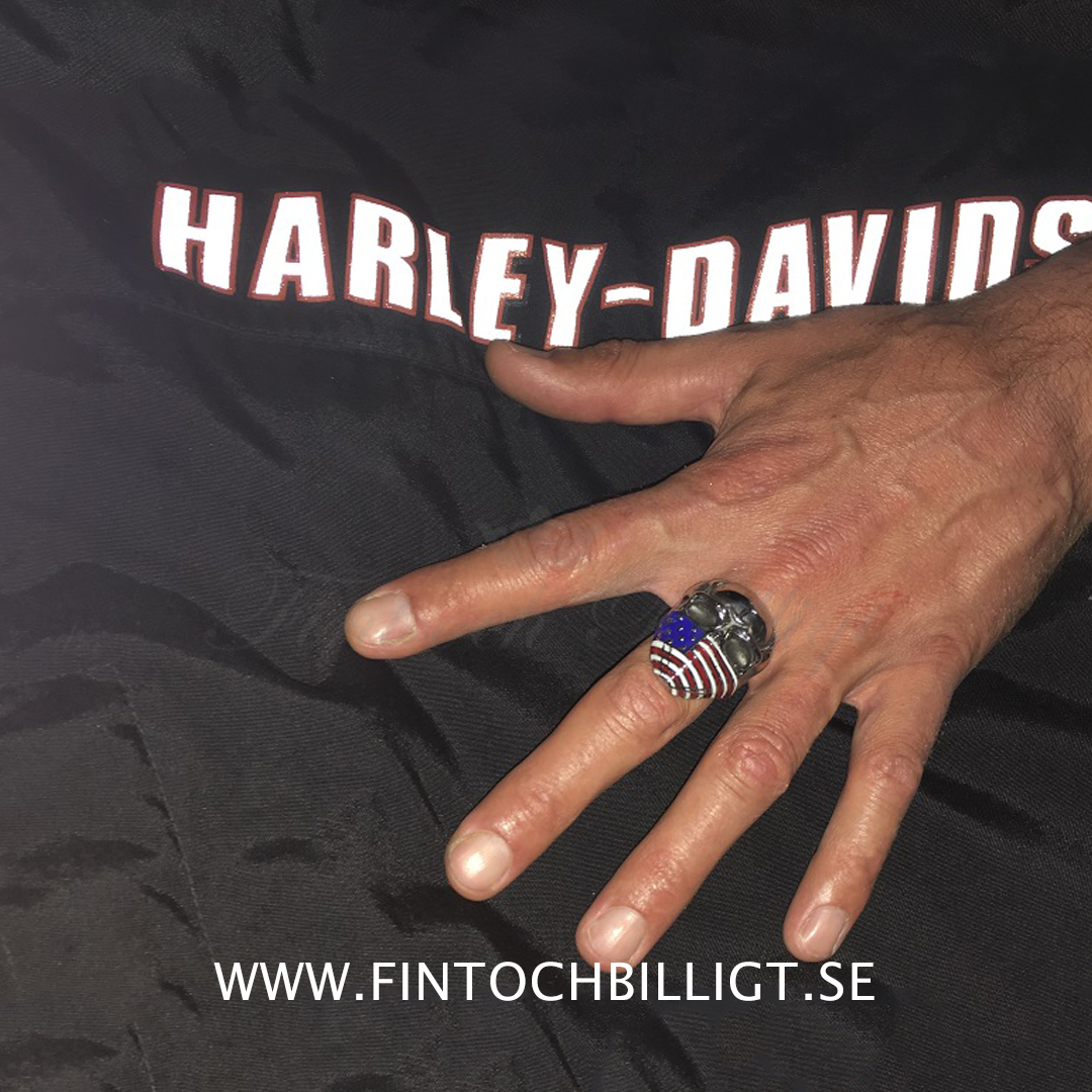 No fear USA - Stars and Stripes Bandana Skull 316L Rostfritt Stål Ring - 5