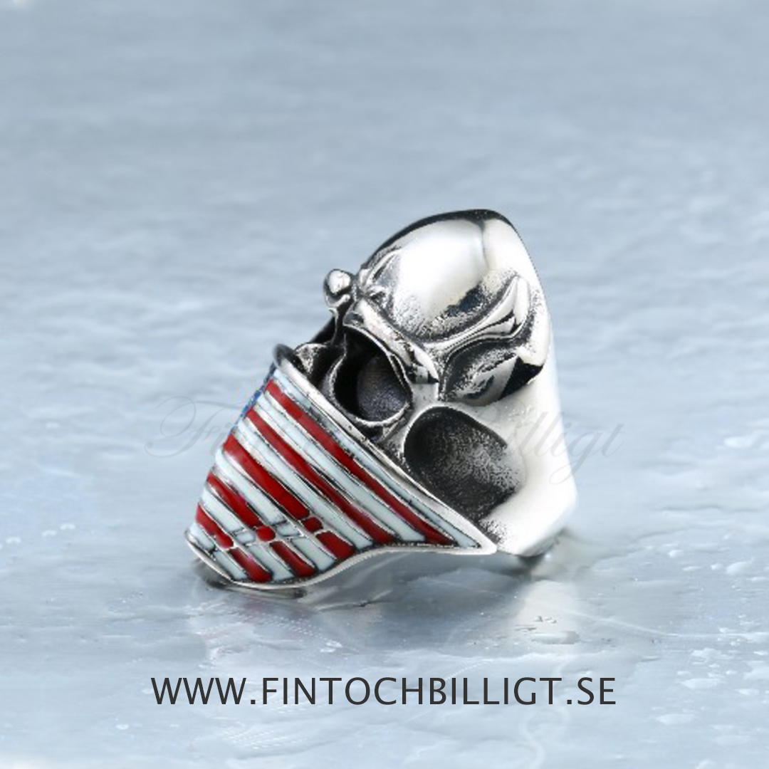 No fear USA - Stars and Stripes Bandana Skull 316L Rostfritt Stål Ring - 4