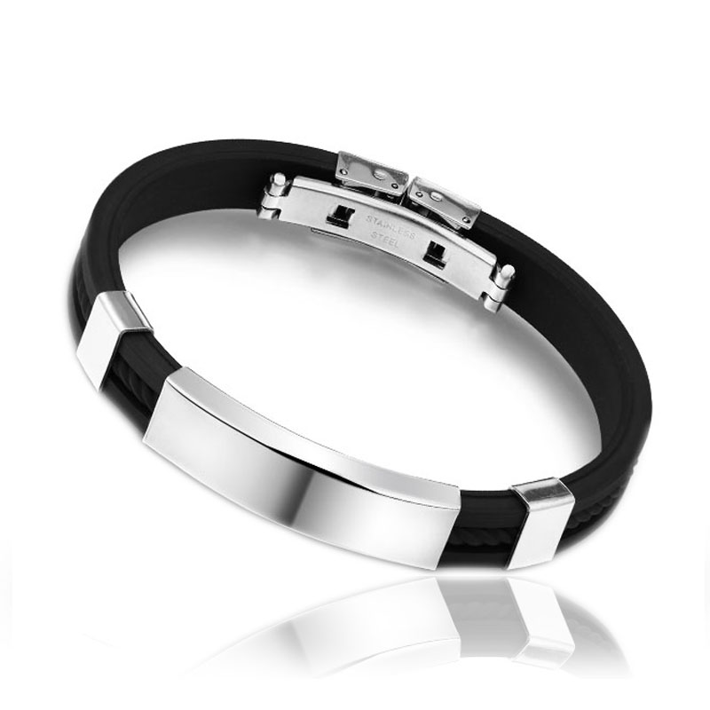 ID-Armband - Silikon Svart Namn Gravyr 10mm*210mm - Silicone Tag - 2