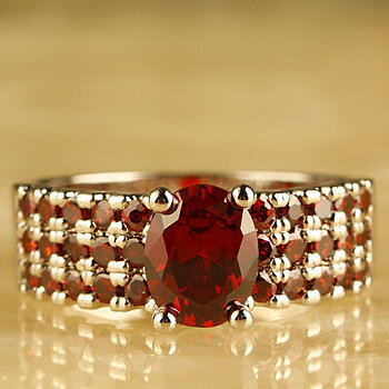 *LUXURY* Ring with Multiple Delicious Ruby Red Cubic Zirconia Stones