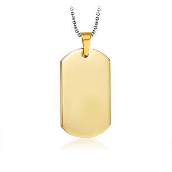 DogTag Halsband - ID-Bricka Guldpläterad 29mm*43mm - Gold Tag