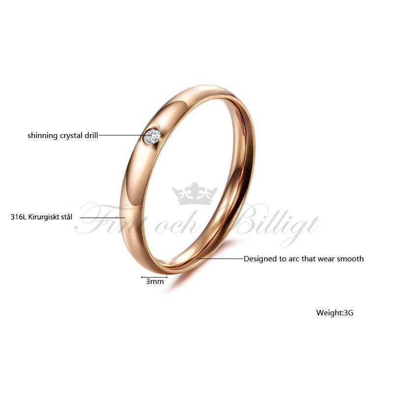 "SIMPLE BEAUTY ROSÉ" 18K ROSEGOLD 316L MED CUBIC ZIRCONIA - 6