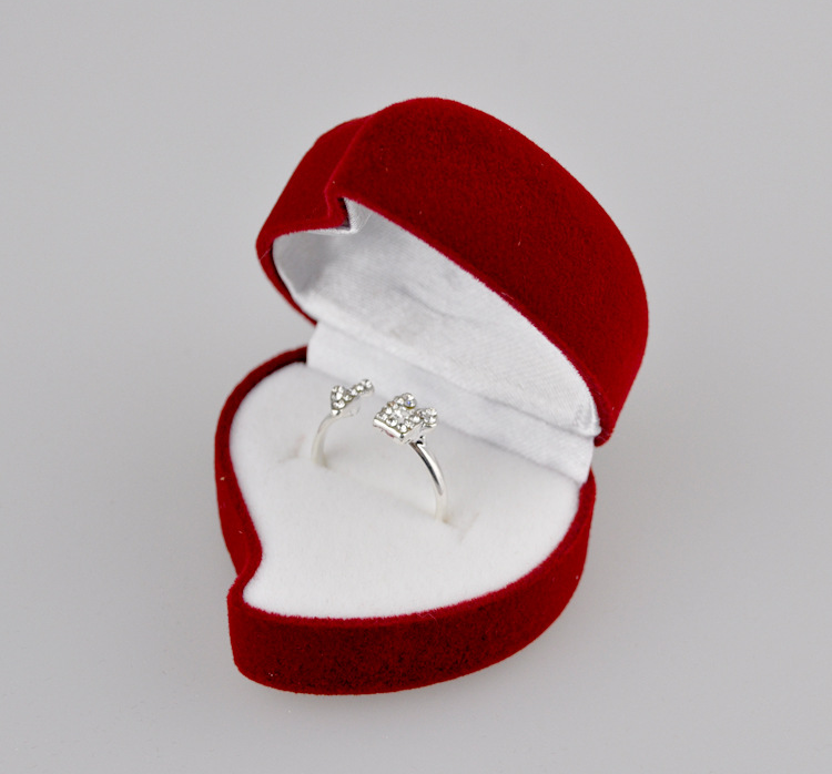 Rose Of My Heart - Lyxig Röd Smyckesask Hjärta med Ros Sammet 1st. Ring - 2