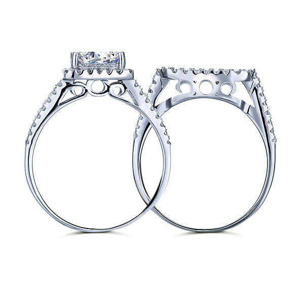 Sølvring Big Princess - 925s 7mm AAA Zopius Diamant (Sæt) - 3