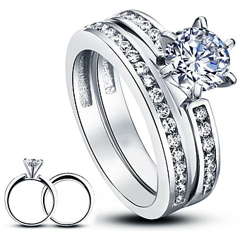 925s sølvring (sæt) med Cubic Zirconia