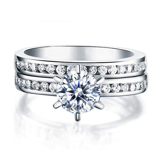 925s sølvring (sæt) med Cubic Zirconia - 2