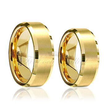 Ring - Tungsten 18k Guld Borstad - Square Retro Gold 