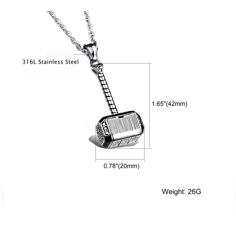 Necklace Thor's Hammer Classic Steel Edition - 316L Steel Silver - 5