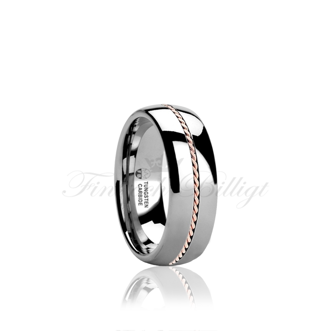 Ring - Rose Twist 14k - Exclusive Tungsten Ring 14k Rose Gold Twist - 3