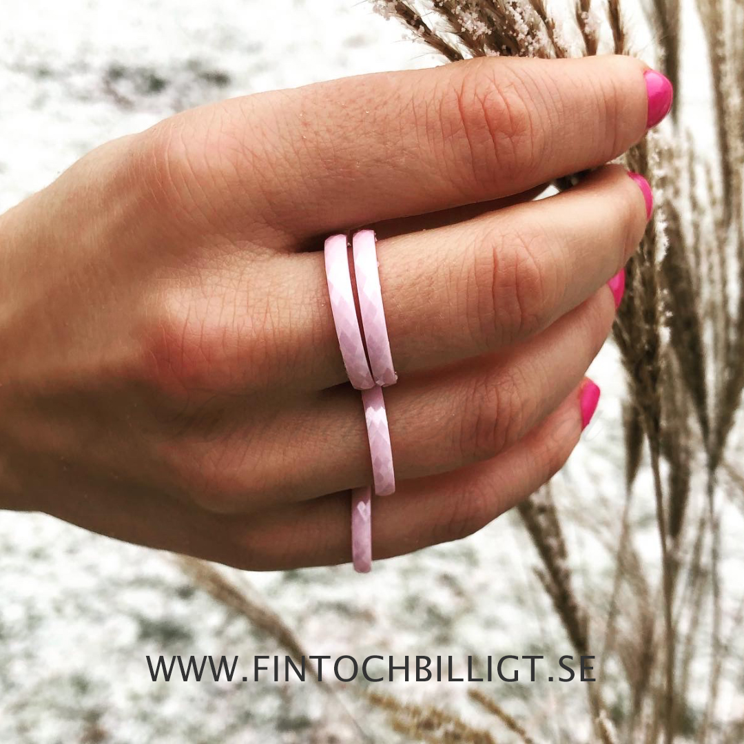 Facet Bubblegum - Eksklusiv facetteret keramisk ring i pink 3 mm - 3