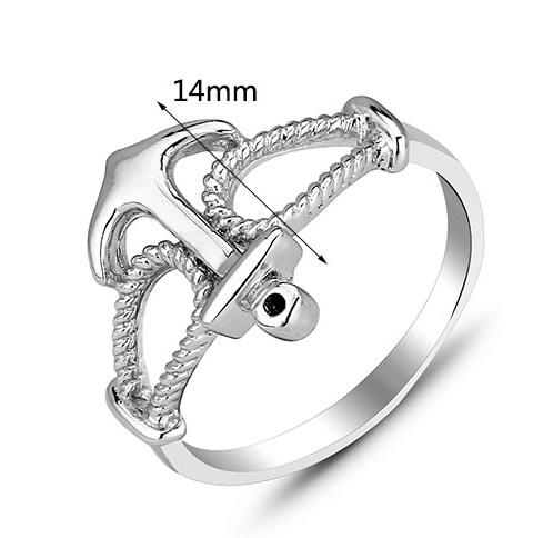 Silver Anchor - 925s Silver Ring Beautiful Anchor with Rope in Solid Silver - 4