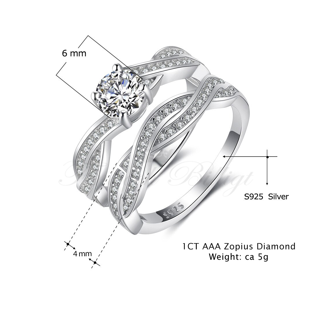 Safira Pure Twist - Luxury 925s Silver Ring (Set) Infinity 1.00ct Zopius Diamond - 4