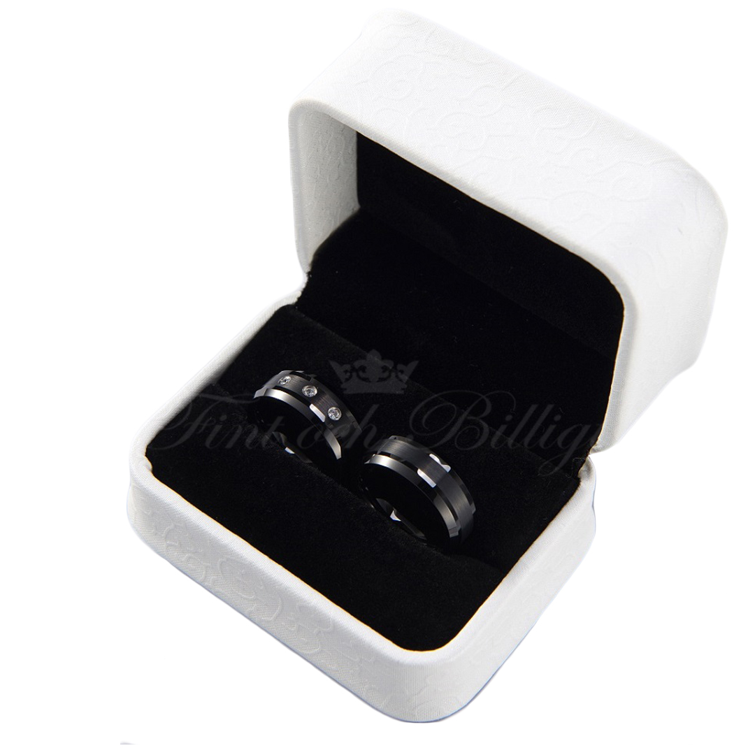 Engagement Rings FB1000 Black - Tungsten Black AAA Zircon Mix - 2