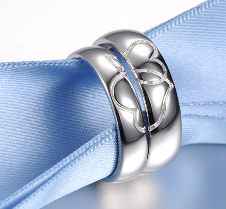 Bounded 4-Ever - 925s Alliance Silver Ring with Double Heart 3mm & 4mm - 4