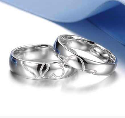 Bounded 4-Ever - 925s Alliance Silver Ring with Double Heart 3mm & 4mm - 3