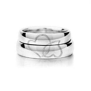 Bounded 4-Ever - 925s Alliance Silver Ring with Double Heart 3mm & 4mm
