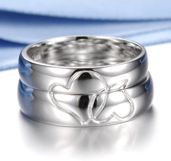 Bounded 4-Ever - 925s Alliance Silver Ring with Double Heart 3mm & 4mm - 2