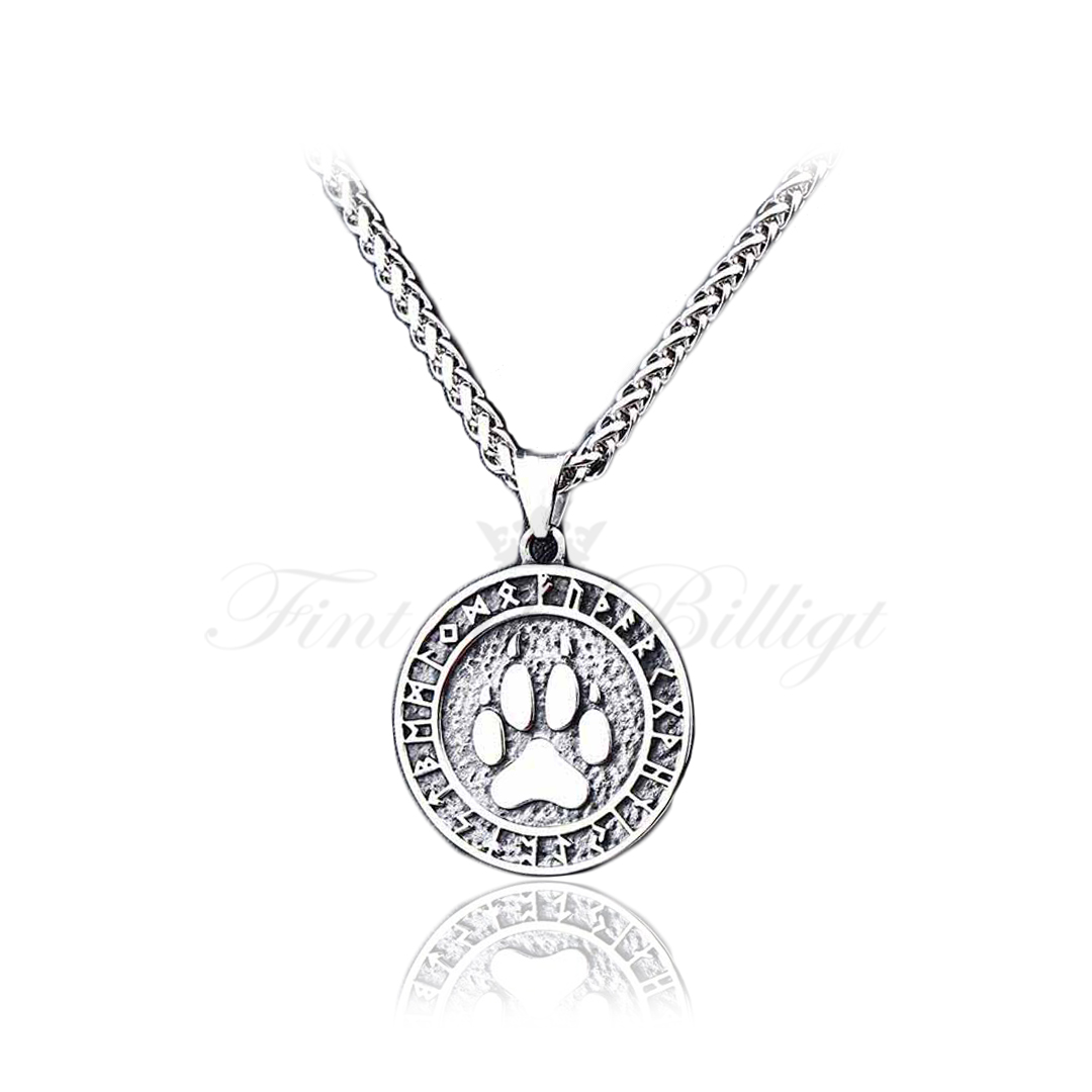 Halskæde - Viking  Amulet Futhark - Berserker Wolf Paw Pendant - 4
