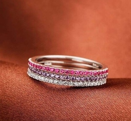 Lila Allians - Silverring 925s Eternityring Lila Stenar - 2
