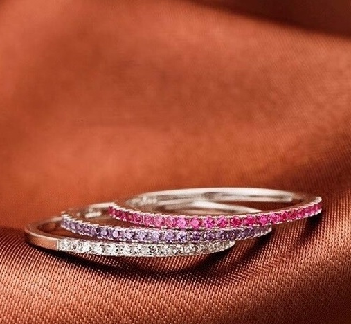 Lila Allians - Silverring 925s Eternityring Lila Stenar - 3