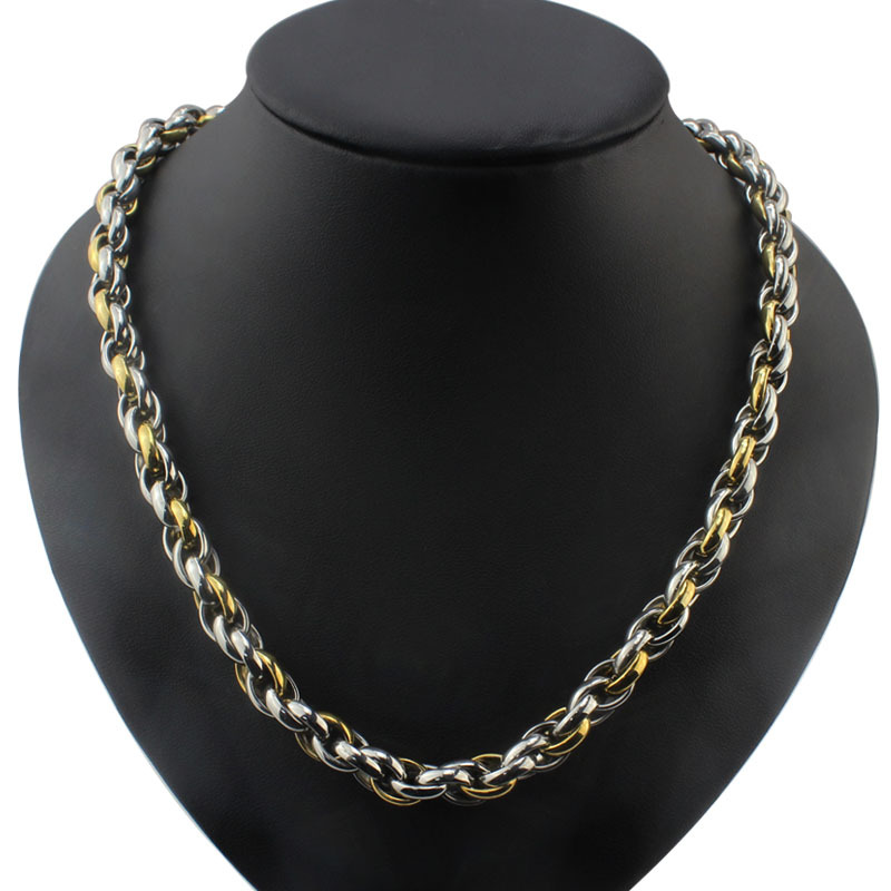 Two Tone Soft - Läckert Pansar Halsband 18k Guldpläterat 316L Rostfritt Stål 145g 10mm*600mm - 3