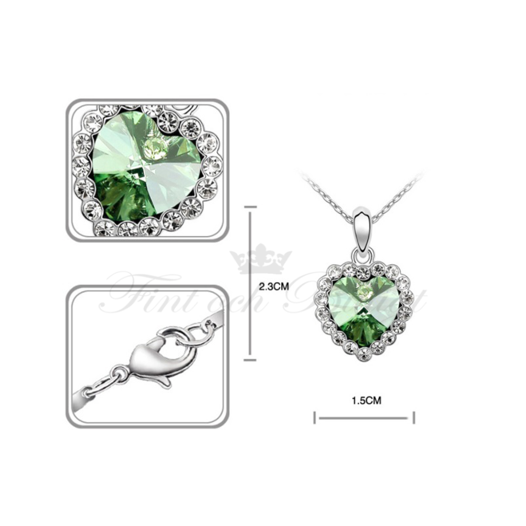 *Titanic* Halskæde og øreringe med Swarovski-krystaller (sæt) Grøn - 3
