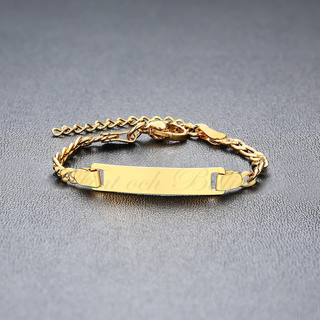 Kids Figaro Golden ID - ID-Armband Barn Justerbart Guldpläterat 316L Rostfritt Stål Armband 5.5mm*120-150mm - 6