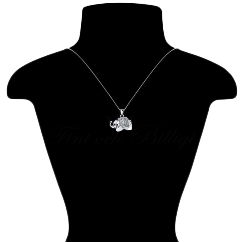 Lucky Elephant White - 925s Silver Necklace Cubic Zirconia and White Crystal - 2