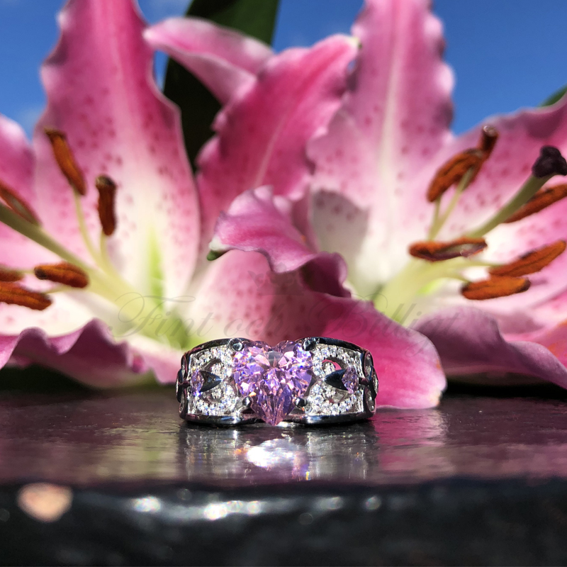 Angel Bride Pink - 925s sølvring med 9 mm 3.00CT hjerteskårne Zopius diamanter - 2
