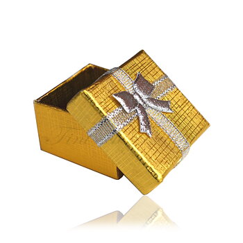 Smyckesask - Guld Silverrosett Band 45x45x28 - Guld silverrosett