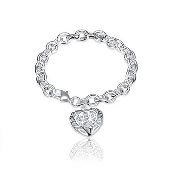"BIG LOVE" 925S SILVER PLATED THREE DIMENSIONAL HEART BRACELET