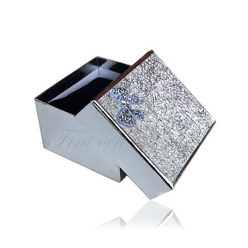 Smyckesask Silver Glitter Silverrosett - Klocka Armring 84x88x58