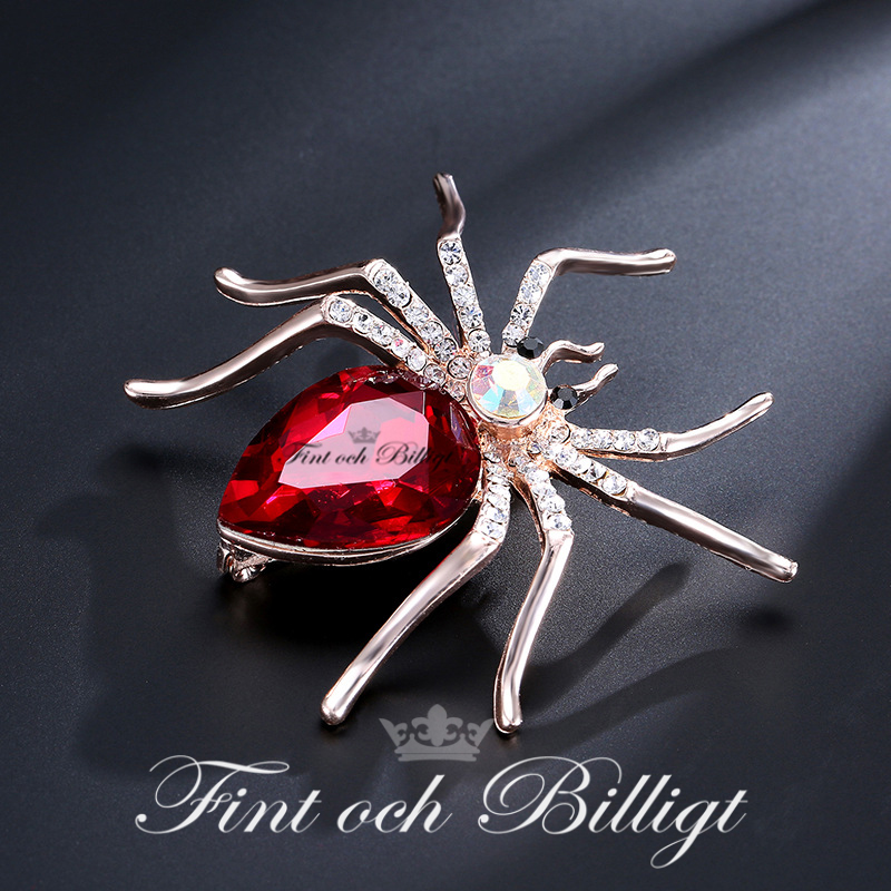 Brosch - Spindel Stor Kristall 5 olika färger - Spider Queen - 7