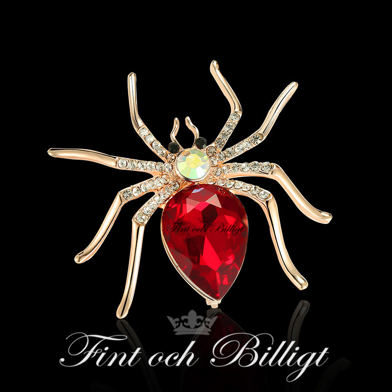 Brosch - Spindel Stor Kristall 5 olika färger - Spider Queen - 8