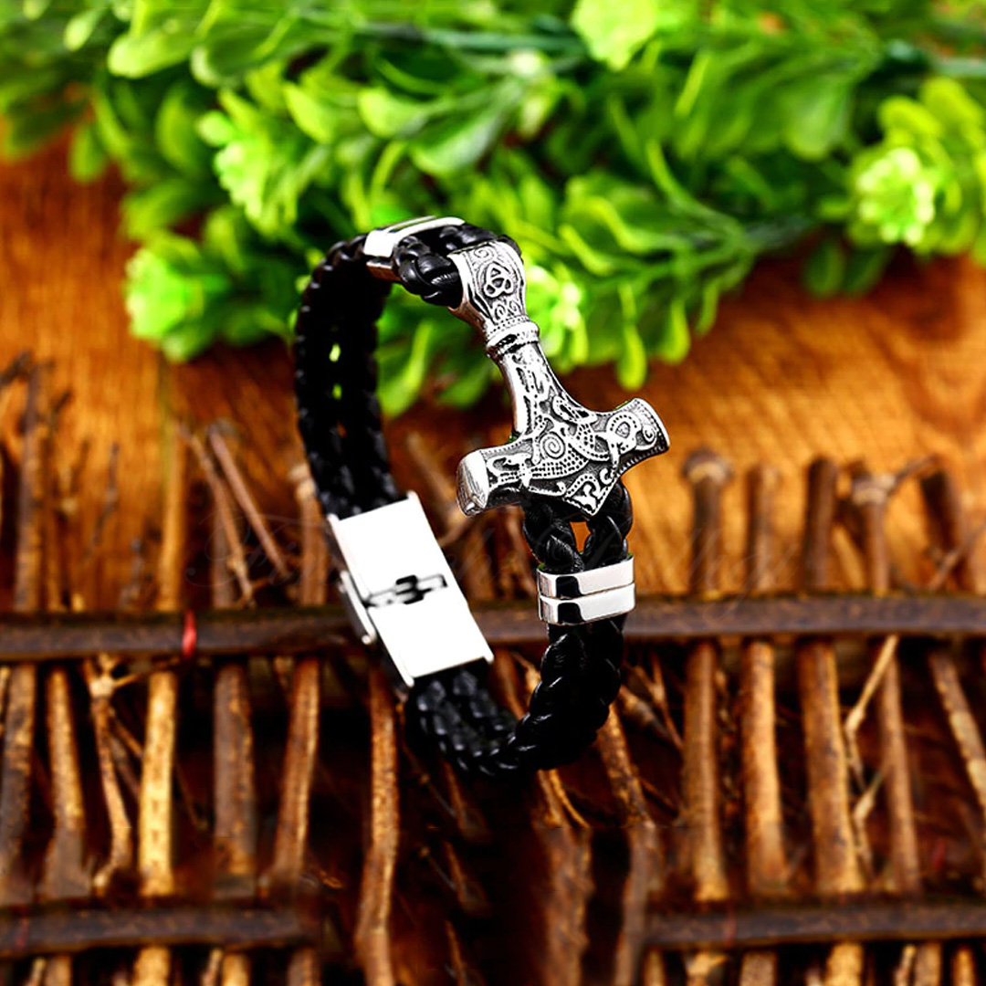 Bracelet Necklace Thor's Hammer Script - Viking Jewelry Mjolnir - 2