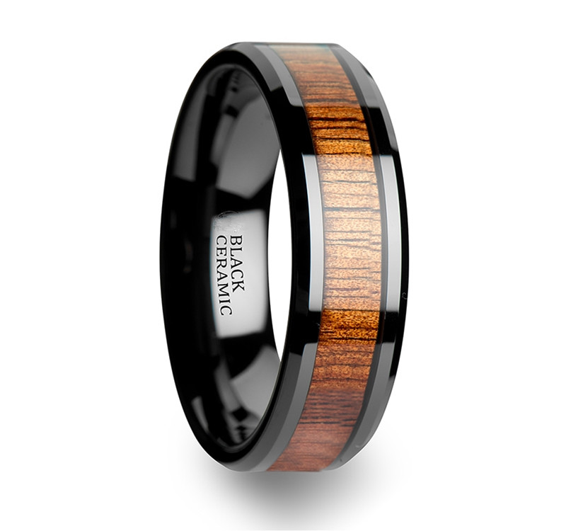 Luxury Tungsten Ring with Beautiful Koa Wood Inlay 4mm 6mm & 8mm - 8