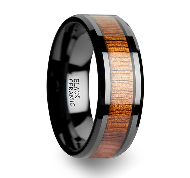 Luxury Tungsten Ring with Beautiful Koa Wood Inlay 4mm 6mm & 8mm - 6