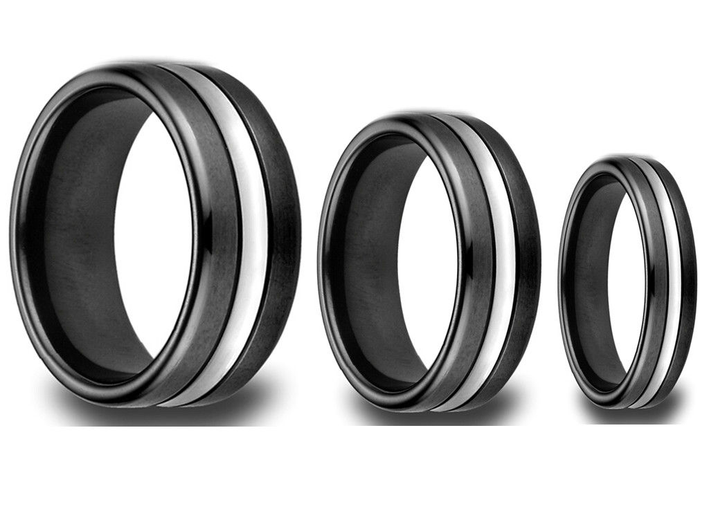 Tungstens Ring i Matt Finish med Rand 4mm 6mm & 8mm - 5