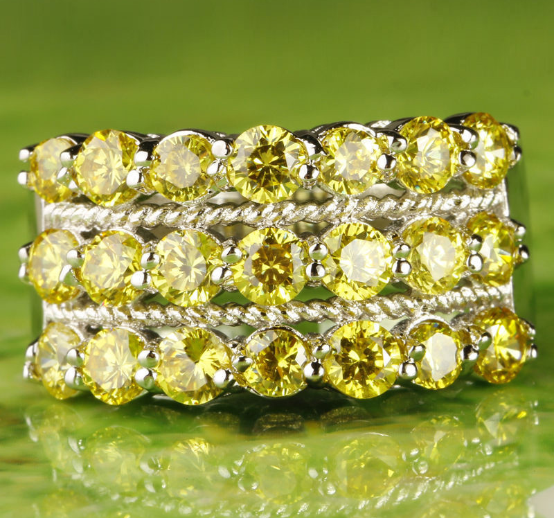 LUXURY - Silver plated with 21 Honey Yellow Cubic Zirconia Stones - 2