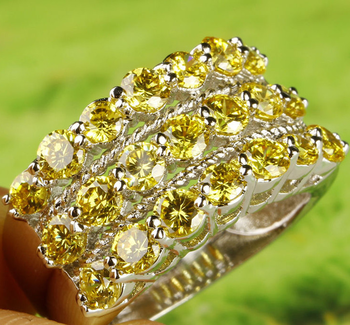 LUXURY - Silver plated with 21 Honey Yellow Cubic Zirconia Stones
