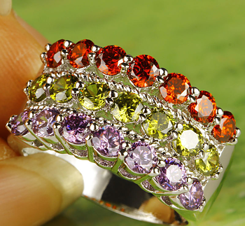 LUXURY - Silver plated with 21 Multicolor Cubic Zirconia Stones