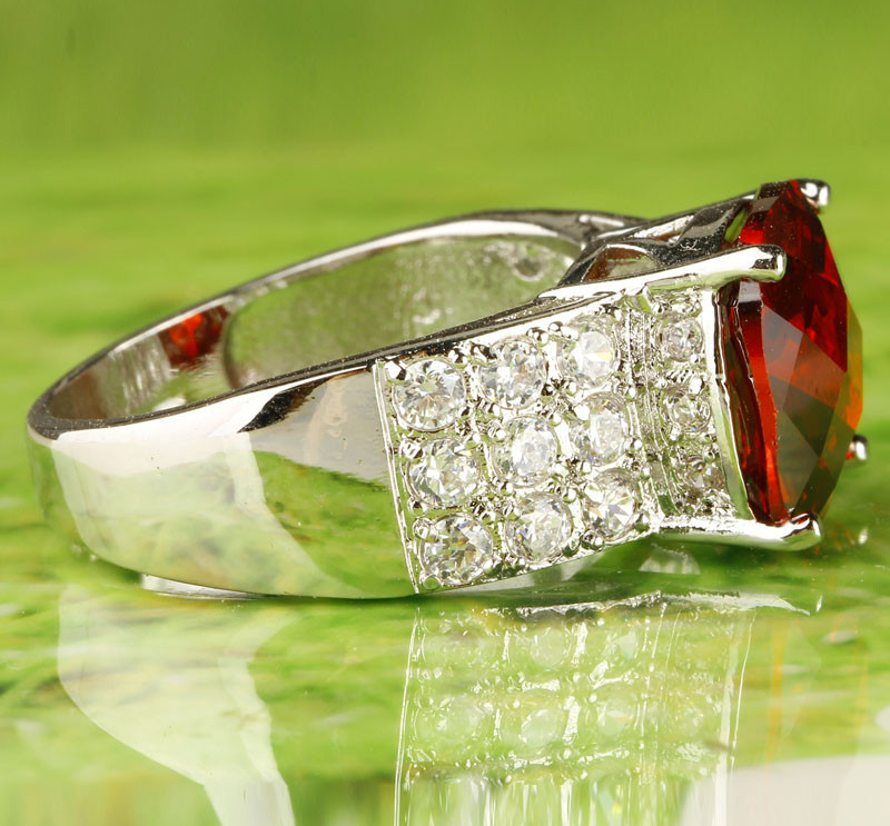 Smuk Diva - forsølvet med 12 mm rubinrød Cubic Zirconia sten - 3