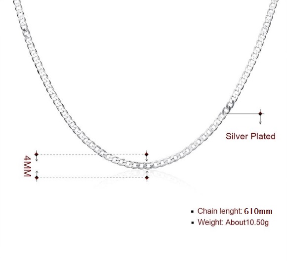 Halsband Pansar Spetsslipad - Silverpläterad Platt 4mm*610mm - 5