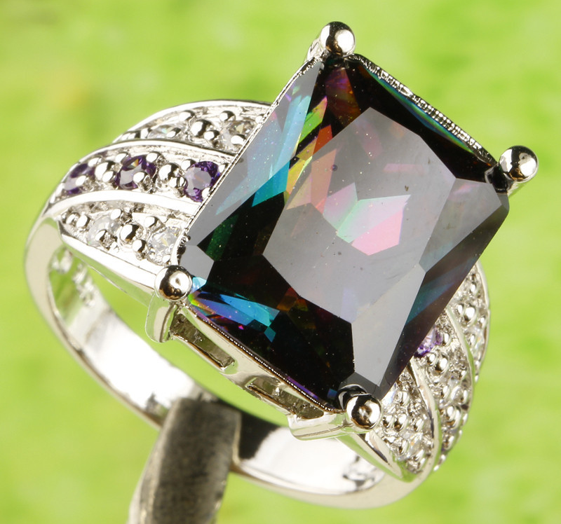 *Diva* Silver plated with 12mm*16mm Multicolor Swarovski Crystal - 2