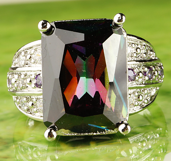 *Diva* Silver plated with 12mm*16mm Multicolor Swarovski Crystal