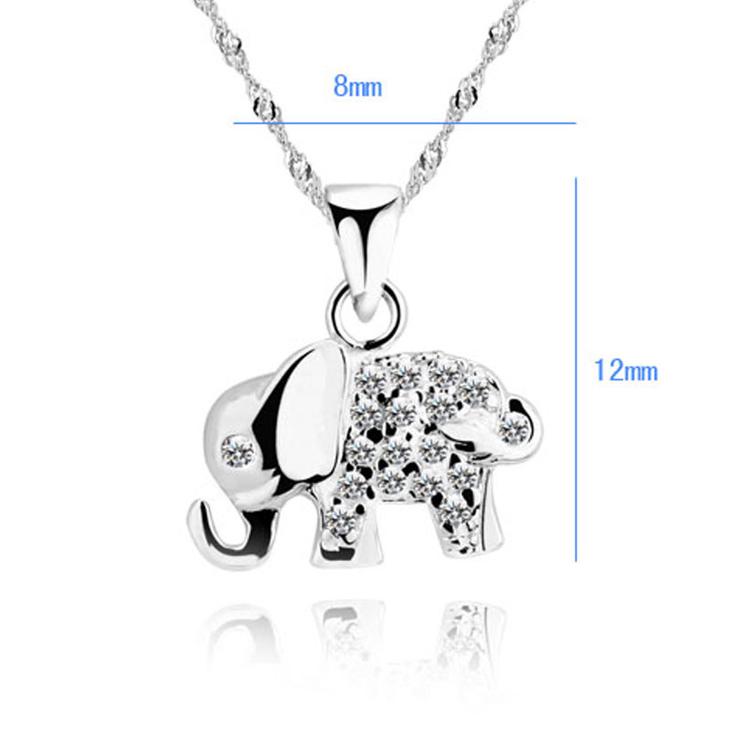 Silver Necklace Sparkling Elephant - 925s Round Cut CZ  - 3
